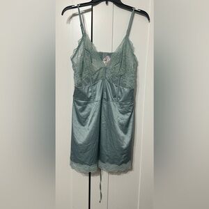 Victoria's Secret Green Lace Satin Chemise